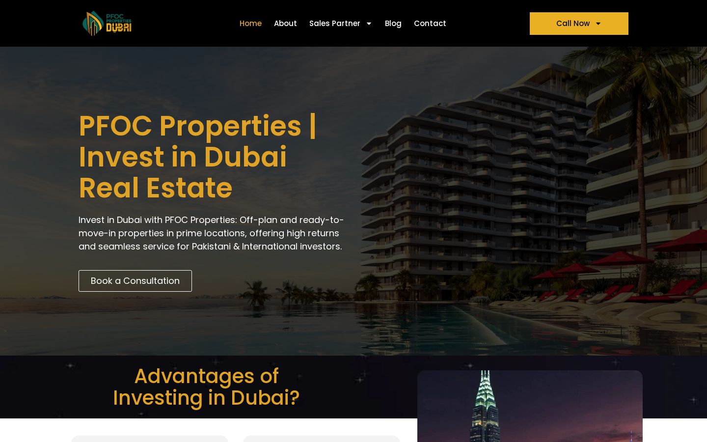 PFOC Properties website homepage preview
