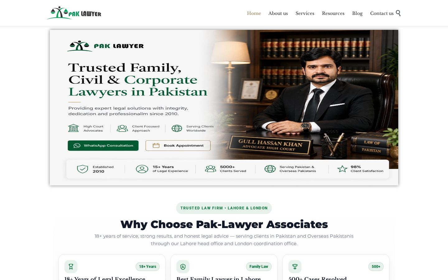 PakLawyer website homepage preview